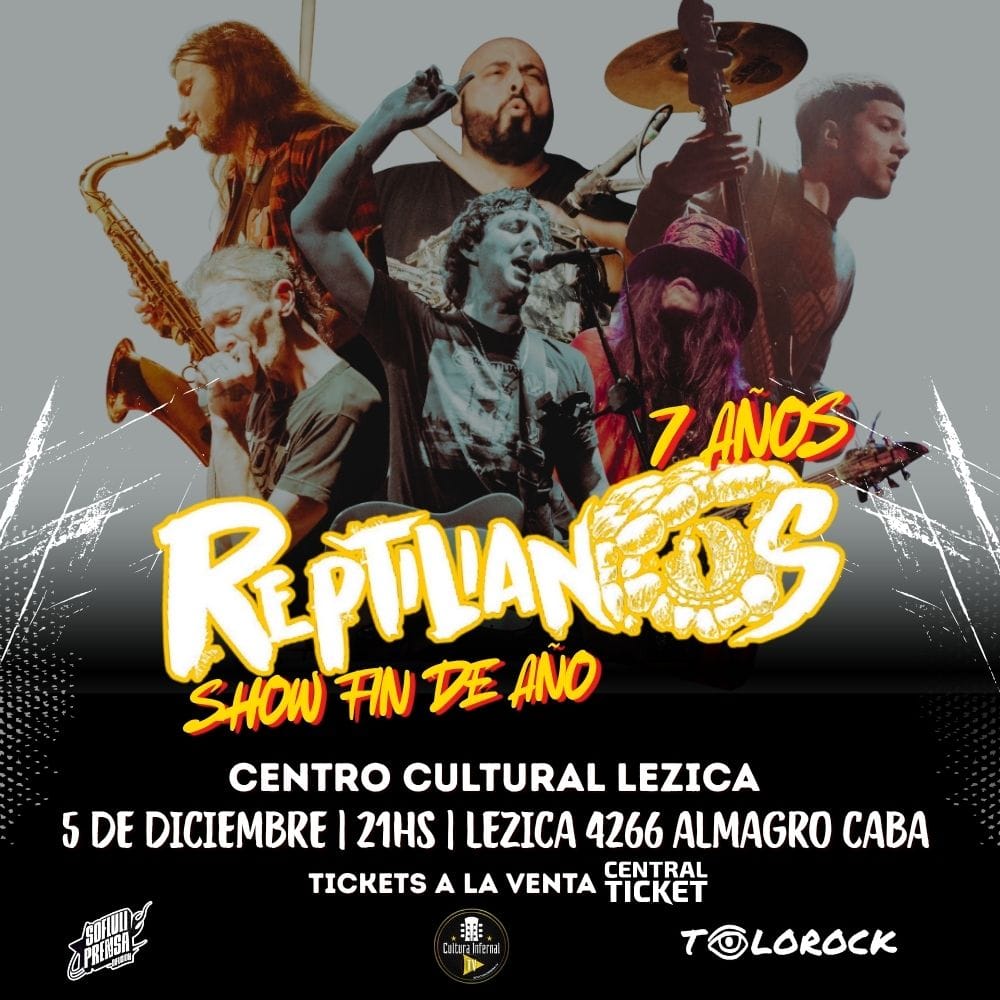 Reptilianos despide el año en el Centro Cultural Lezica: una noche de rock and roll en Almagro